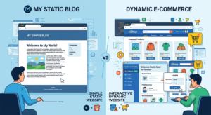 Comparison between static and dynamic websites for business owners.