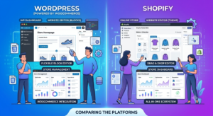 WordPress vs Shopify comparison for ecommerce website development.